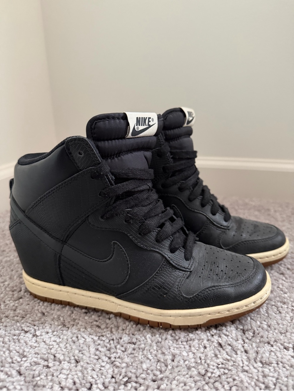 Nike Black Wedge Sneaker Boots with Cream Midsole